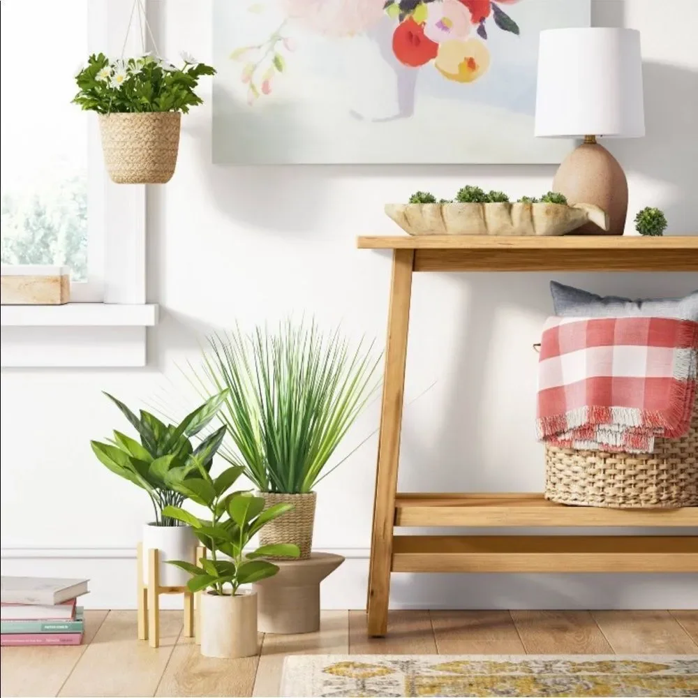 THRESHOLD NWT green plant in stand -19x15x15